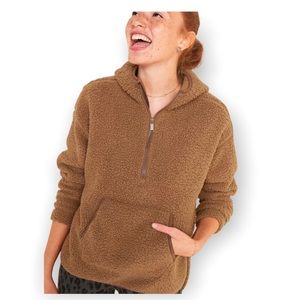 Cozy Teddy Sherpa Half-Zip Tunic Hoodie